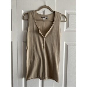 Tex by Max Azria Henley Tank Top Womens XS Beige Knit Cotton Modal Size XS